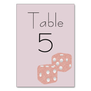 Pink Glitter Dice Girly Table Number