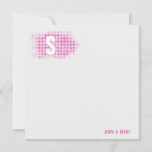 Pink Glitter Dots Monogram Card