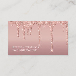 Pink Glitter Drips Hair Makeup Business Card