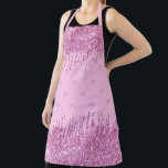 Pink glitter drips monogram initials pattern apron<br><div class="desc">A girly pink background. Decorated with faux glitter drips,  paint dripping look. Personalize and add your monogram initials,  pink letters.  The monogram as a background pattern.</div>