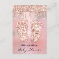 Pink  Glitter Drips Rose Gold  Baby Shower Feet