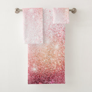 Pink Glitter Elegant Bath Towel Set