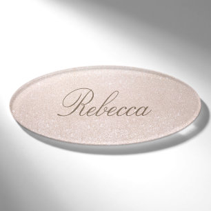Pink Glitter Employee Staff Magnetic Name Tag