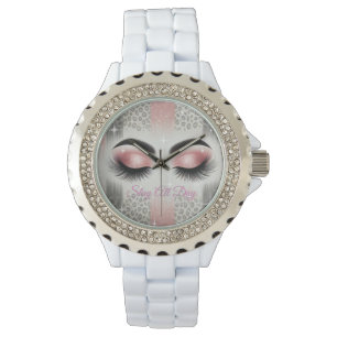 Pink Glitter Eyelashes Watch