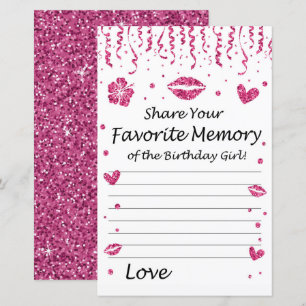 Pink glitter Favourite Memory of the Birthday Girl
