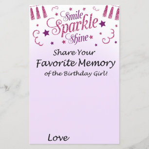 Pink glitter Favourite Memory of the Birthday Girl