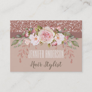 Pink Glitter Floral Hairdresser Salon Appointment Card