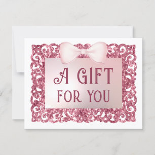 Pink glitter frame bow gift certificate