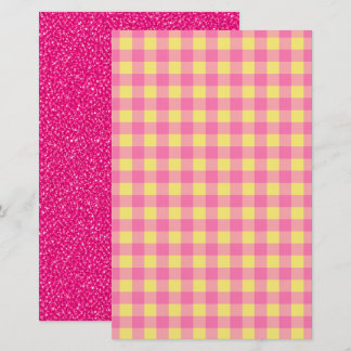 Pink Glitter & Gingham Reversible Scrapbook Paper