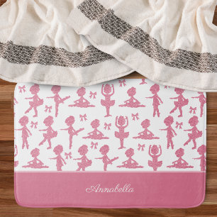 Pink Glitter Girl Ballerina Pattern Bathroom Bath Mat