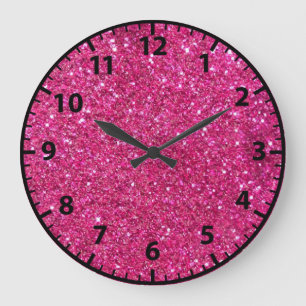 Pink Glitter Girl's Room Wall Clock