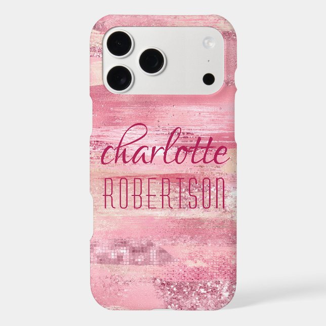 Pink Glitter Girly Shimmer Personalized Name (Back)