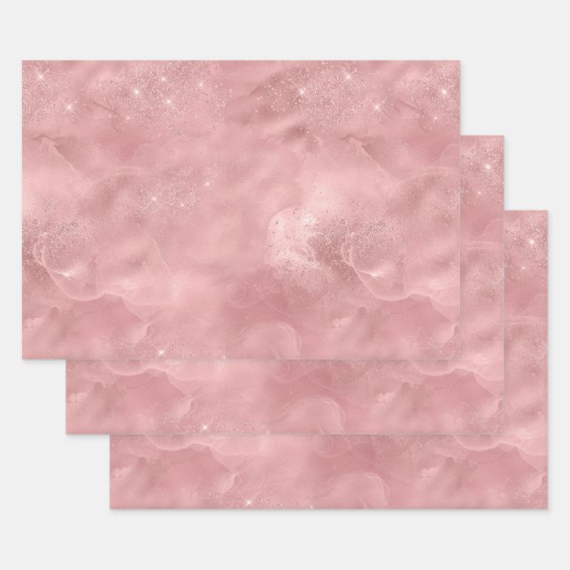 Pink Glitter Glam Bling Trendy Stylish For her Wra Wrapping Paper Sheet (Set)