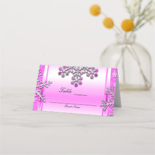 Pink Glitter Glam Winter Wonderland Table Number Place Card