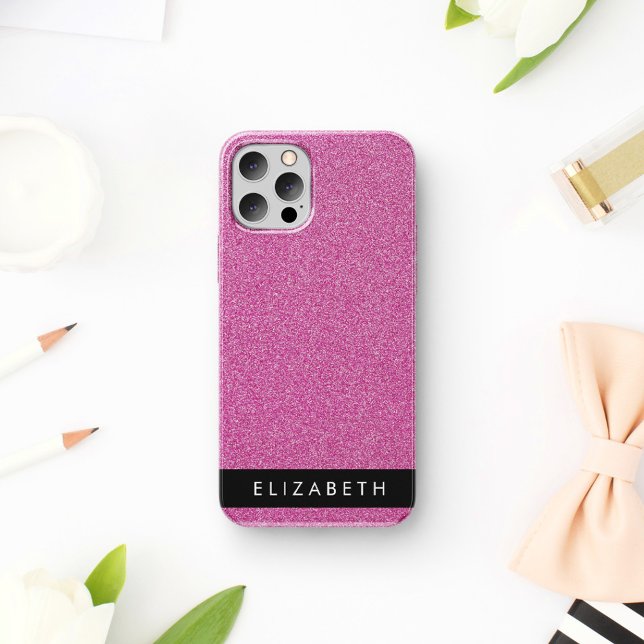 Pink Glitter, Glitter Background, Your Name Case-Mate iPhone Case (Creator Uploaded)