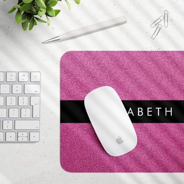 Pink Glitter, Glitter Background, Your Name Mouse Pad (Creator Uploaded)
