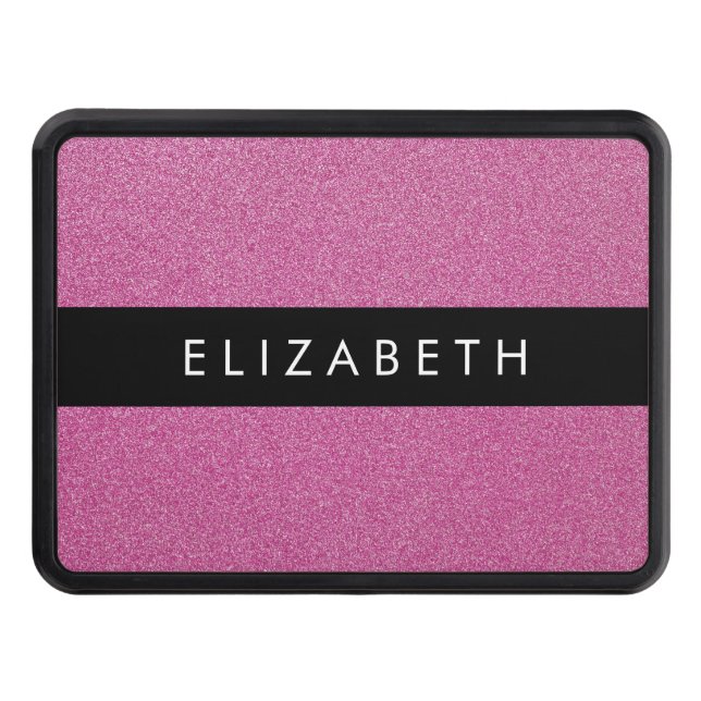 Pink Glitter, Glitter Background, Your Name Trailer Hitch Cover (Front)