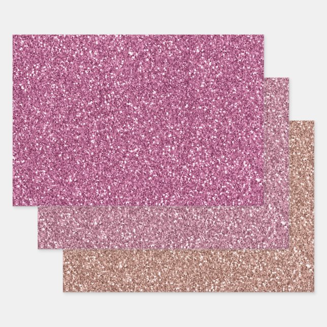 Pink Glitter Glitz sparkle Wrapping Paper Sheet (Set)