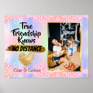 Pink Glitter Going Away Friendship Distance Photo Poster