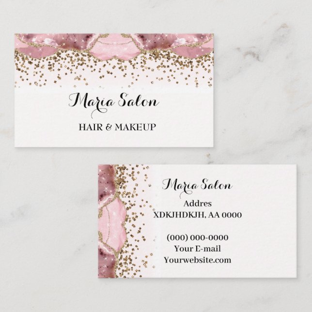  Pink glitter gold Business Card (Front/Back)