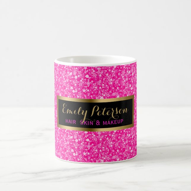 Pink Glitter Gold Frame Coffee Mug (Center)