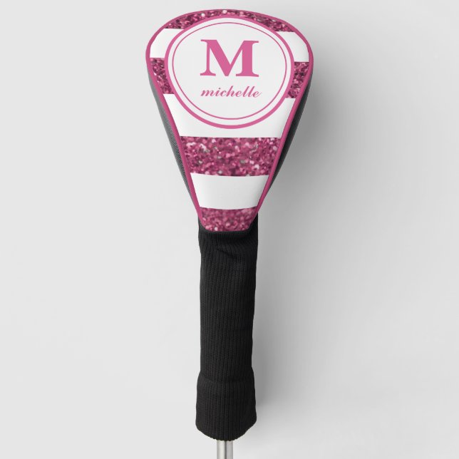 Pink Glitter | Golf | personalized NAME monogram Head Cover (Front)