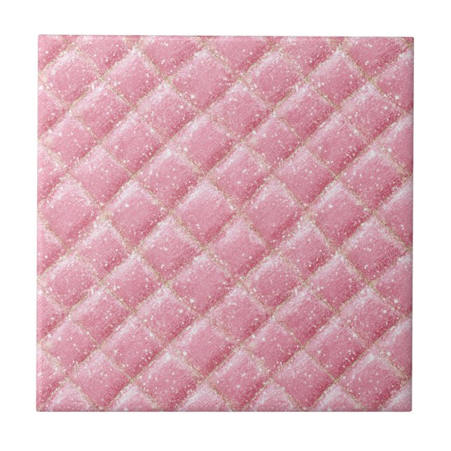 Pink Glitter Harlequin Glam Tile (Front)
