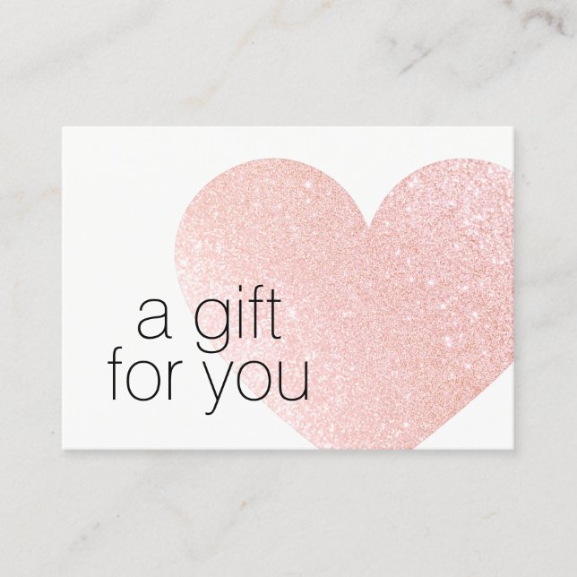 Pink Glitter Heart Salon Gift Card (Front)