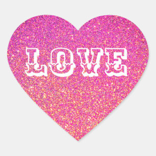 Pink Glitter Heart Shaped Love Sticker