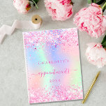 Pink glitter holographic unicorn name 2025 planner<br><div class="desc">A trendy holographic colored background with pastel colors in pink, purple, mint green. Decorated with faux glitter dust in pink. Personalize and add a name, title and a year. The title is written with a girly modern hand lettered style script with swashes. To keep the swashes only delete the sample...</div>