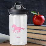 Pink Glitter Horse Little Girl First Name Animal Water Bottle<br><div class="desc">Give your young horse fan her very own custom glitter horse water bottle! Water bottle features a sparkly running horse. The bottle may be personalized with the first name of your little kid on the front and classroom information on the back, or remove, per your preference. It's great to take...</div>