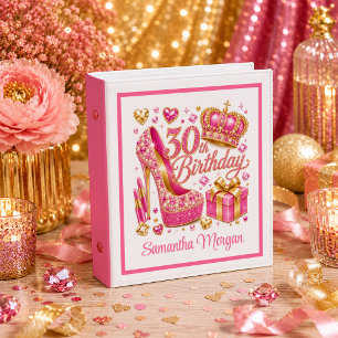 Pink Glitter Hot Pink Sparkle Fun 30th Birthday Binder