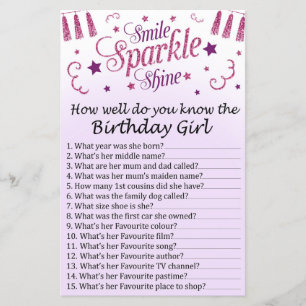 Pink glitter How well do you know the birthday gir