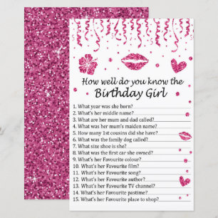 Pink glitter How well do you know the birthday gir