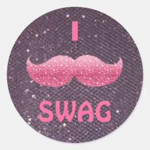 Pink Glitter 'I Moustache SWAG' Stickers