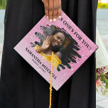 Pink Glitter In Honour of Photo Tribute Graduation Graduation Cap Topper<br><div class="desc">Elegant memorial graduation cap topper featuring a pink glitter background,  white ombre overlay,  a photo of the person who is no longer here,  the saying "this one's for you!",  name,  and birth/death dates.</div>