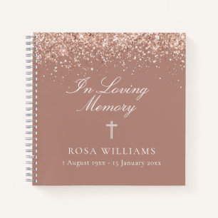 Pink Glitter In Loving Memory Funeral Guest Book