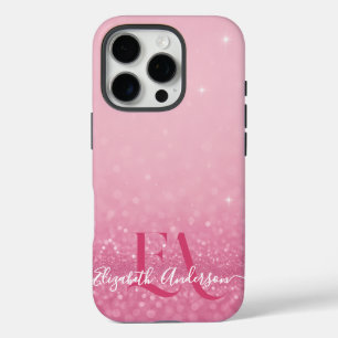 Pink Glitter iPhone Case with Initials & Name
