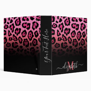Pink Glitter Leopard Print Binder