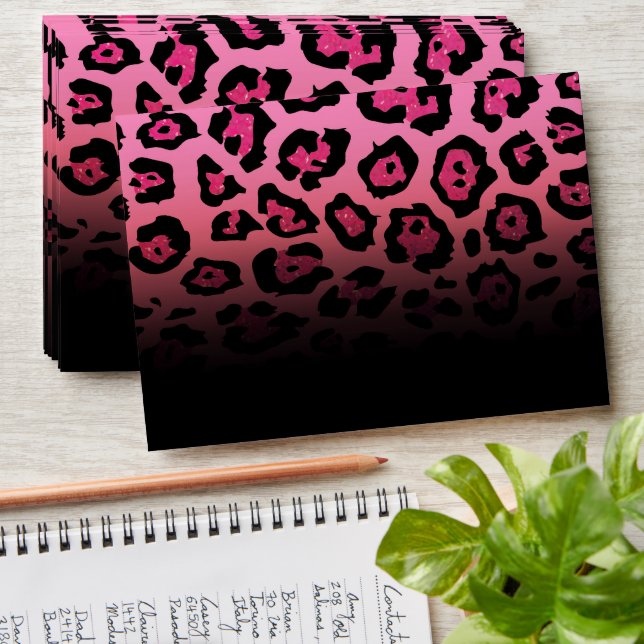 Pink Glitter Leopard Print Envelope (Stacked)