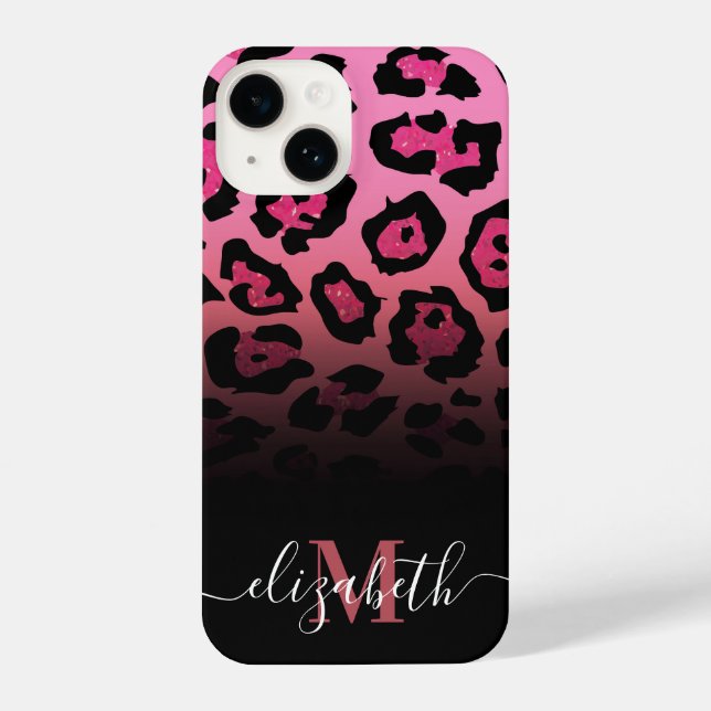 Pink Glitter Leopard Print iPhone Case (Back)