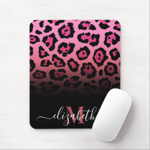 Pink Glitter Leopard Print Mouse Pad