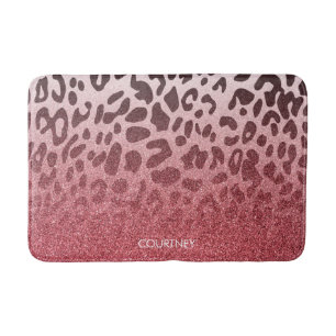 Pink Glitter Leopard Skin Bath Mat