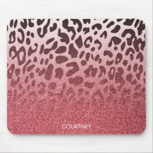 Pink Glitter Leopard Skin Mouse Pad