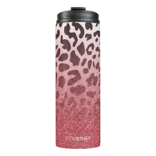 Pink Glitter Leopard Skin Thermal Tumbler