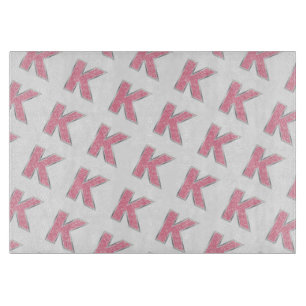 Pink Glitter letter K Cutting Board
