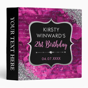 Pink Glitter Letters Birthday Party Photo Album Binder