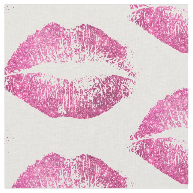 Pink Glitter Lips #2 Fabric (Close Up)