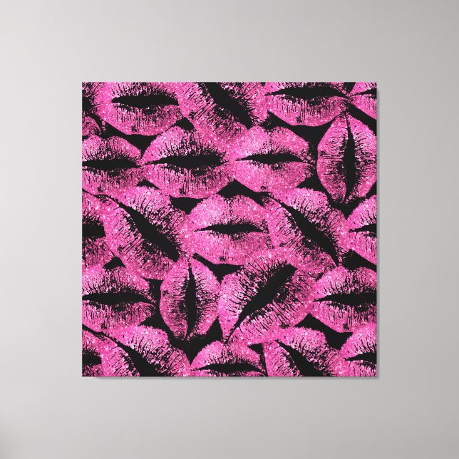 Pink Glitter Lips #3 Canvas Print (Front)