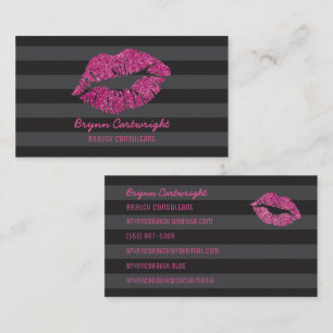 Pink Glitter Lips Makeup Beauty Consultant Glamour Business Card
